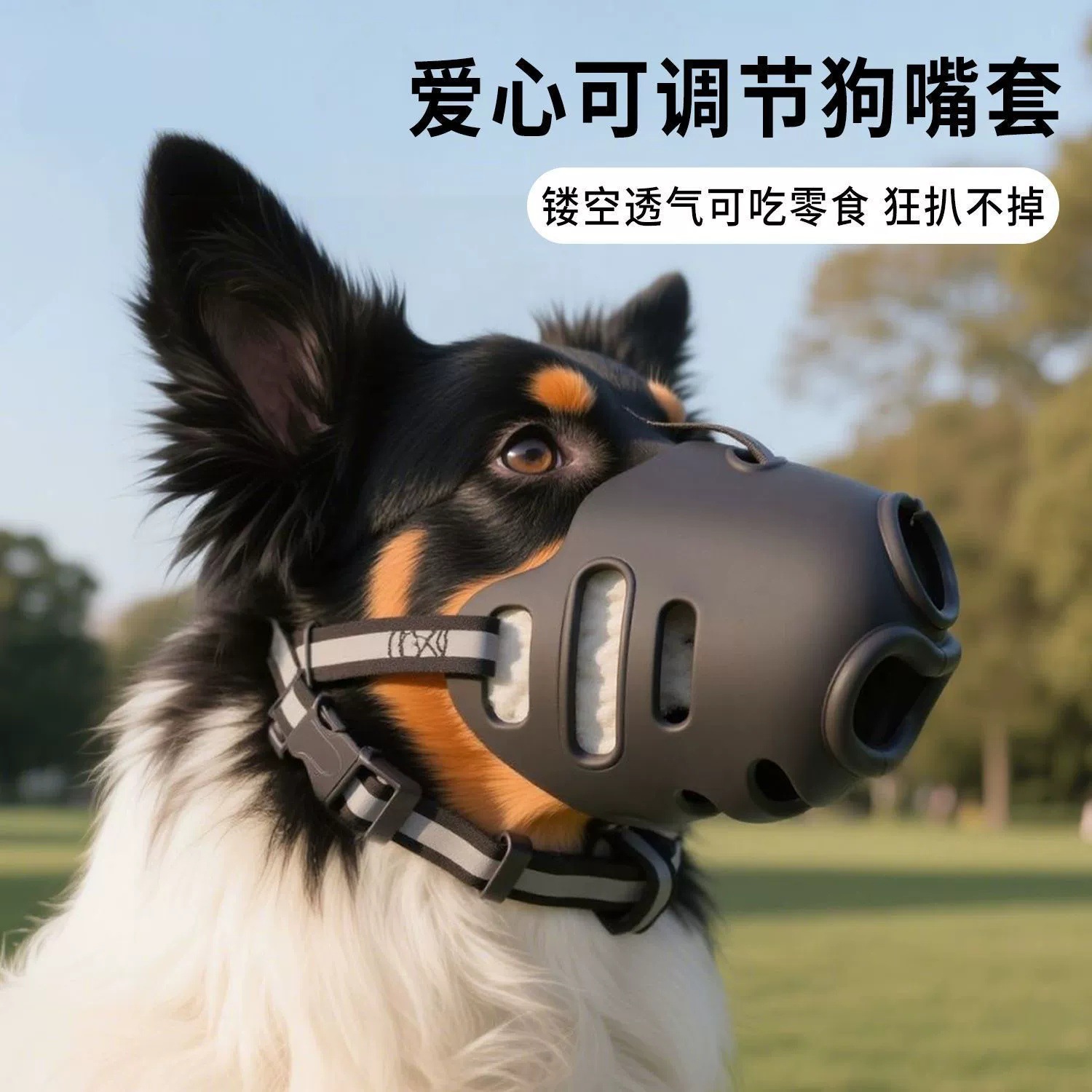 Cubierta de boca de perro, máscara de boca de perro anti-moldura ajustable, máscara de boca de perro reflectante original, máscara de alimentación al aire libre