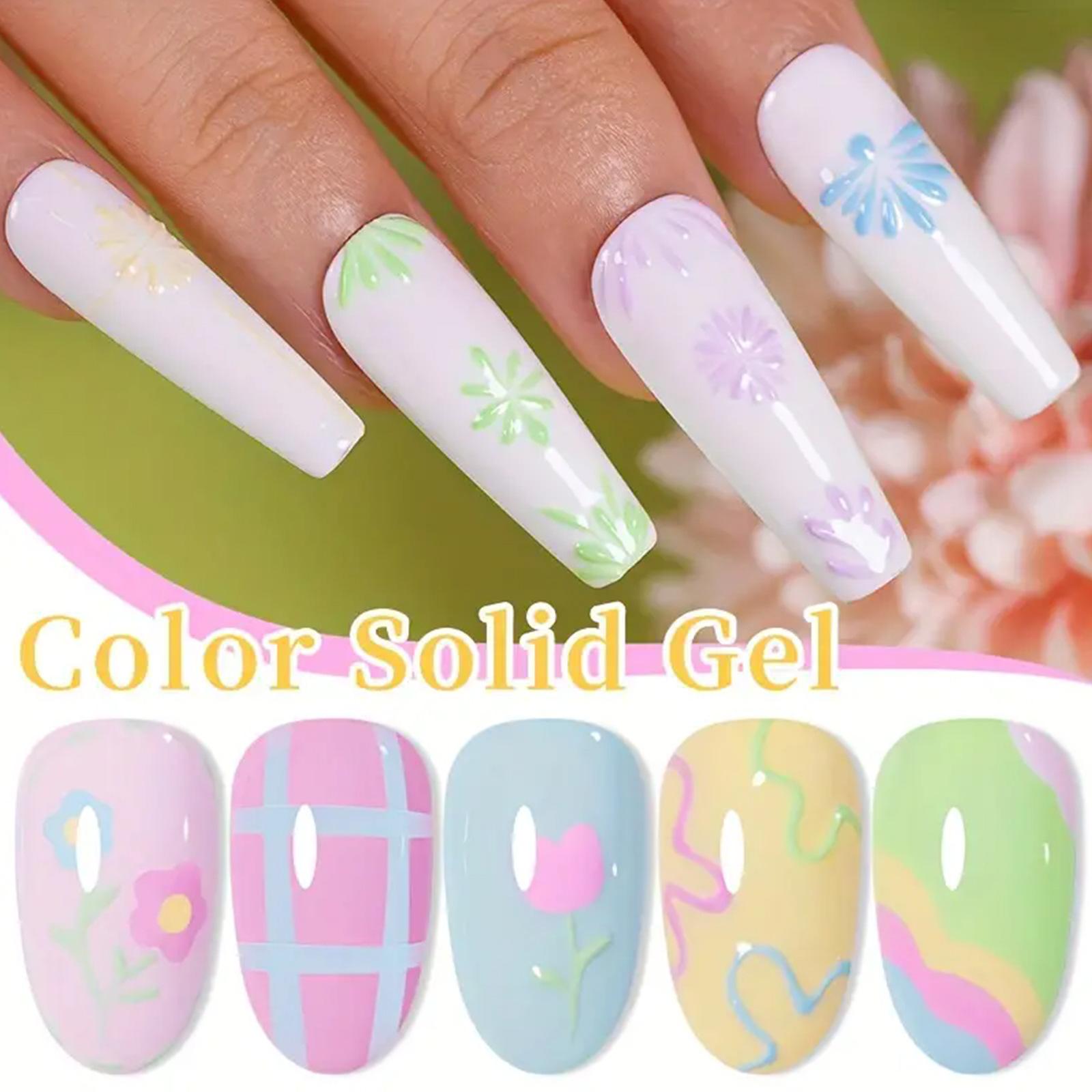 15ml gel de crema de 5 piezas de gel de color sólido no fluye, pegamento de vinilo de cobertura completa puede sustituir a la manicura DIY