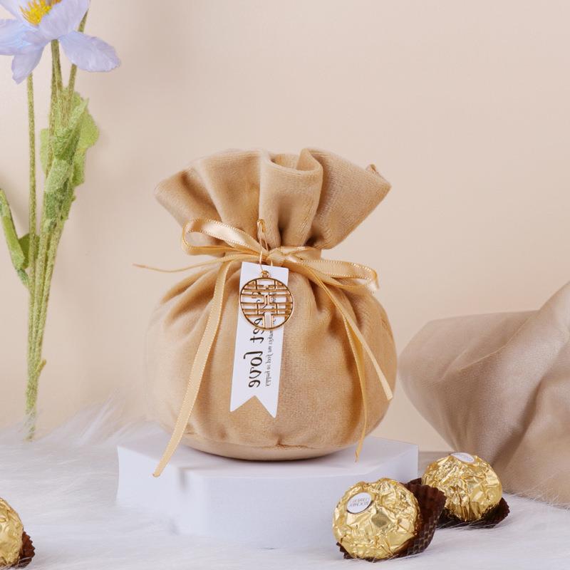 골든 카멜 컬러 캔디 백 [리본은 술과 같습니다]