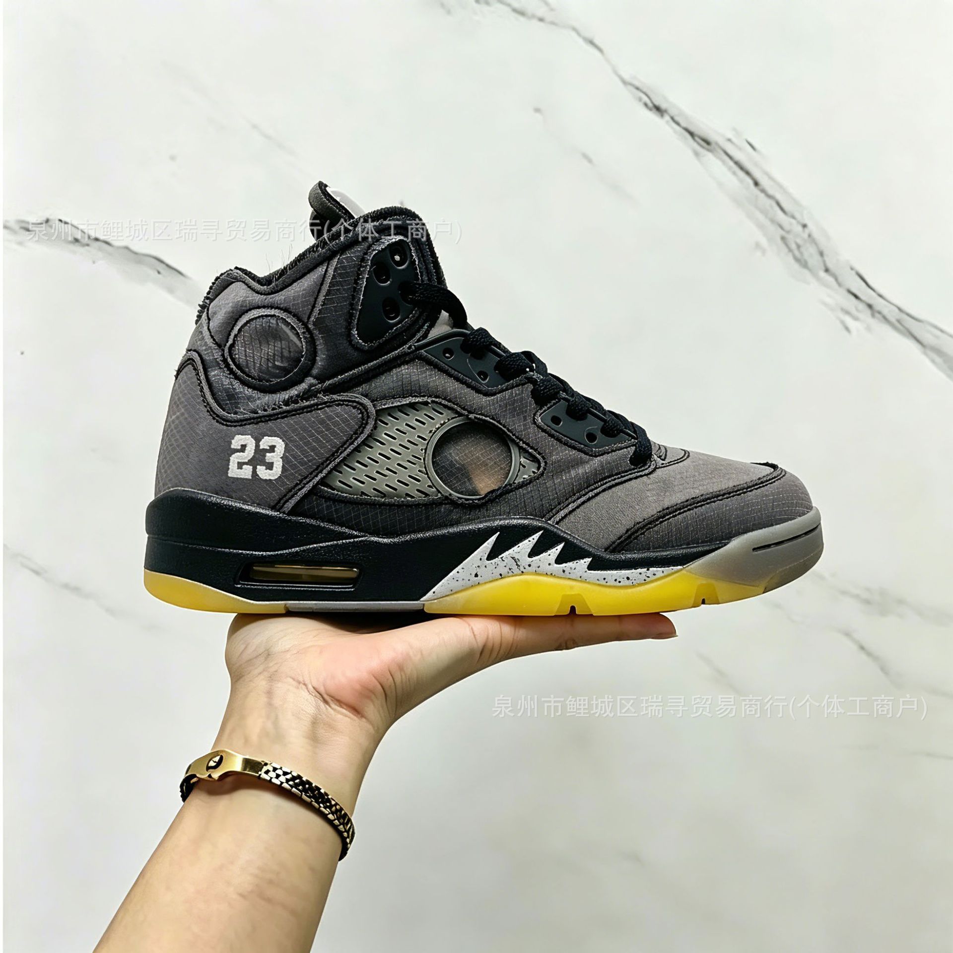 Aj5 Top Version Pure Original Sp Black Cicada Wing Retro Cross-Border Hot-Selling Putian Shoes Shock-Absorbing Non-Slip Basketball Shoes for Men and Women