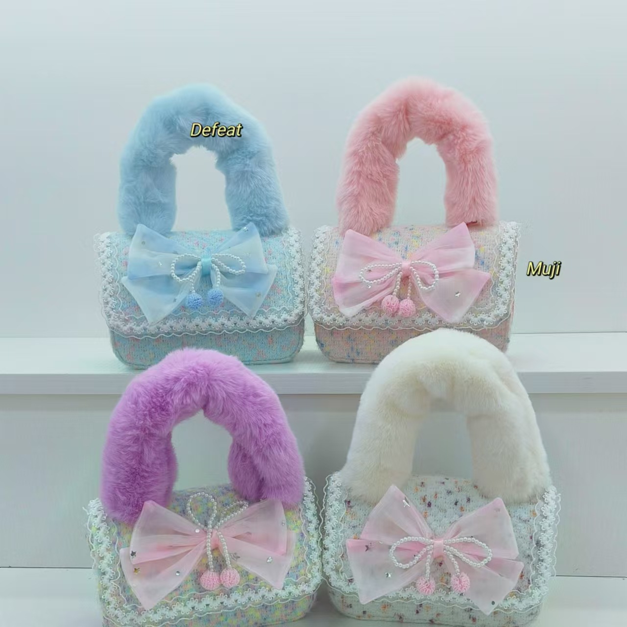 Bolso de peluche de arco, bolso de princesa, bolso de hombro, bolso de mochila, bolso de cambio, bolso de accesorios lindos.