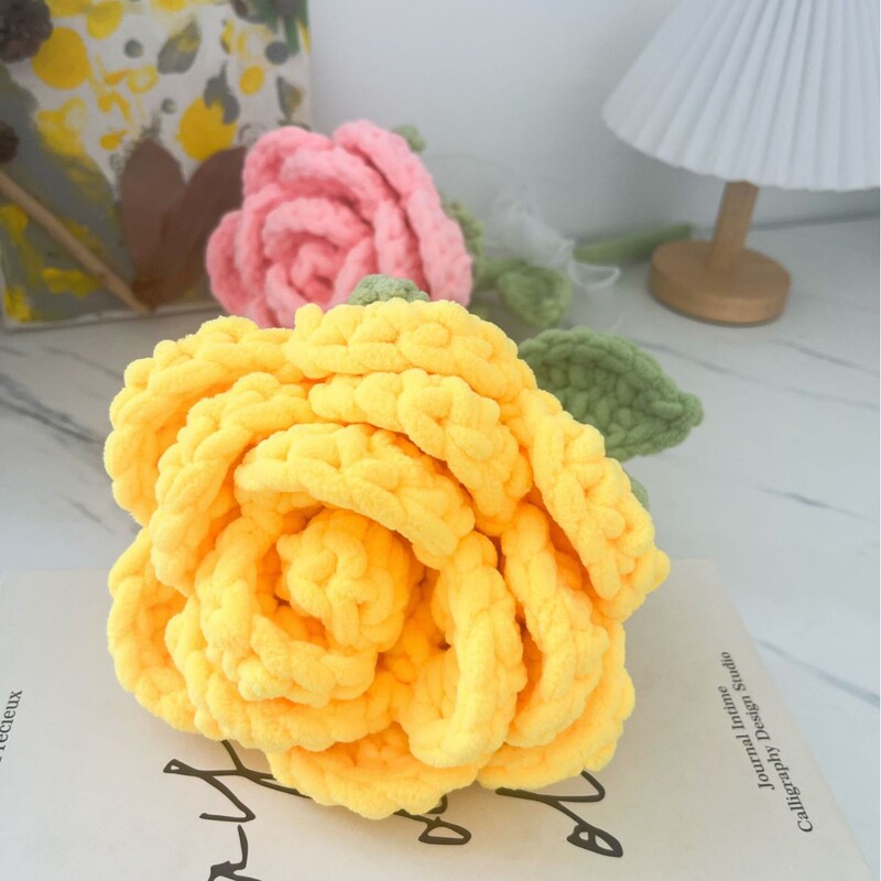 手作り完成品、クロスボーダー造花、巨大バラ、アイスストリップ、毛糸編み花、かぎ針編み完成品、花束ギフト|undefined