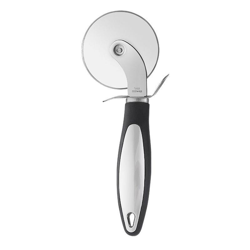 Cortador de pizza de acero inoxidable con rueda giratoria, herramienta para repostería y panqueques
