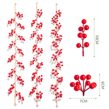 1米圣诞节红果藤条 跨境气氛布置缠绕仿真藤条新年浆果红果圣诞藤