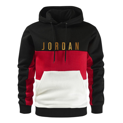 New Men's Plaid Hooded Sweatshirt Sweatshirt for Autumn/Winter Warmth Tri-Color Hooded Sweatshirt Sports Top Striped
