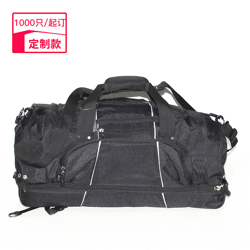 义乌箱包厂 定制拖轮包大容量拉杆旅行袋 外贸黑色拖轮旅行包