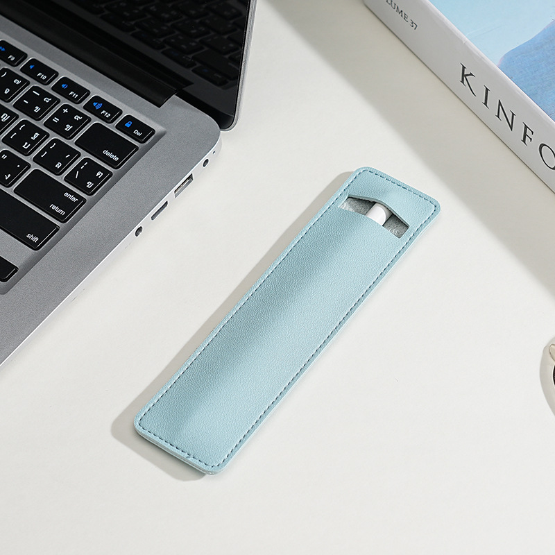 Fábrica directa PU simple estilo de aprendizaje de cuero bolsas de pluma de cuero de color sólido cubierta de lápiz de escritura puede imprimir logotipo