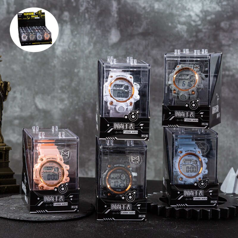 Spring new macaron color electronic watch multi-function alarm timing smart watch student fashion sports watch