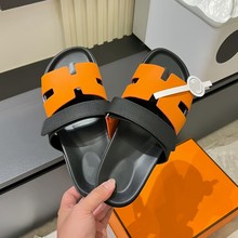 跨境厚底拖鞋女款一字新款平拖魔术贴女沙滩凉鞋休闲软底二舅拖鞋