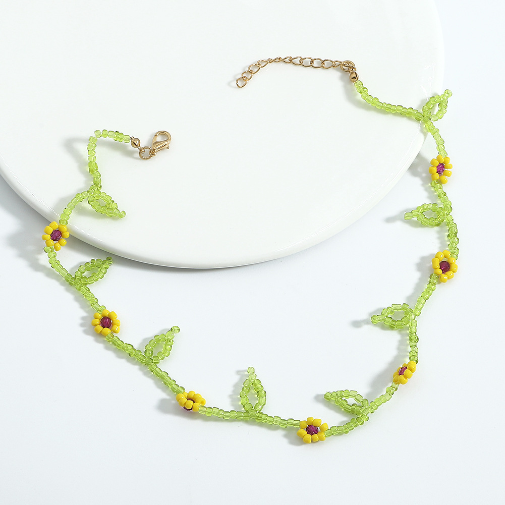 Fashion Miyuki Beads Leaf Flower Clavicle Chain Wholesale Nihaojewelry display picture 5