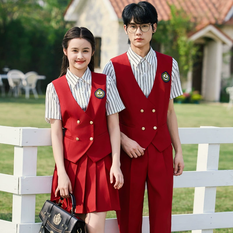 Серый жилет, короткая юбка и брючный костюм для мужчин и женщин, школьная форма в стиле преппи, школьная форма, костюм для выступления поэзии