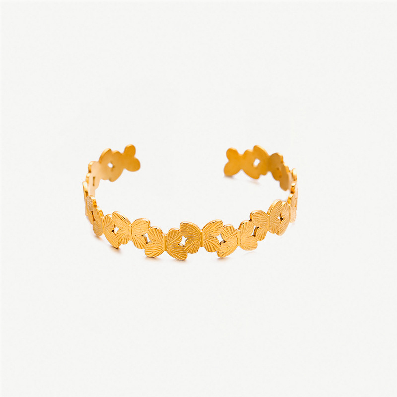 Tina transfronteriza estilo europeo y americano pulsera de flores de acero inoxidable temperamento de titanio de acero de 18k pulsera de oro INS joyas de estilo image 13