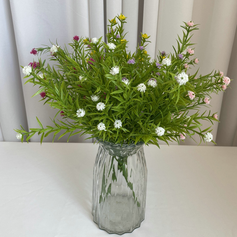 Simulación de 5 hornos de hierba de agua lleno de estrellas de mano pequeña boda centro comercial decoración colgante de pared de plástico de planta de simulación