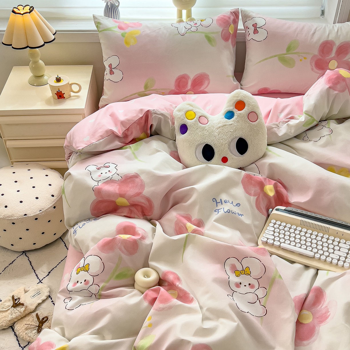 ins dormir desnudo cuatro piezas de sábanas de algodón imitación cubierta madre y bebé clase A dormitorio tres piezas de ropa de cama regalo