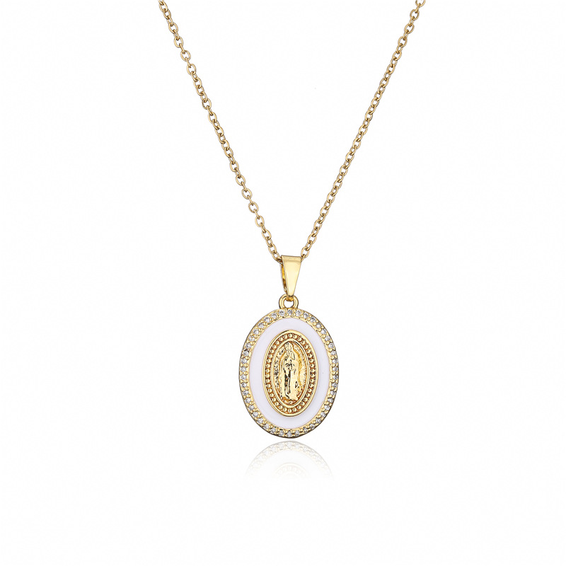 European and American Popular Jewelry Dripping Oil Zircon Virgin Mary Pendant Necklacepicture5