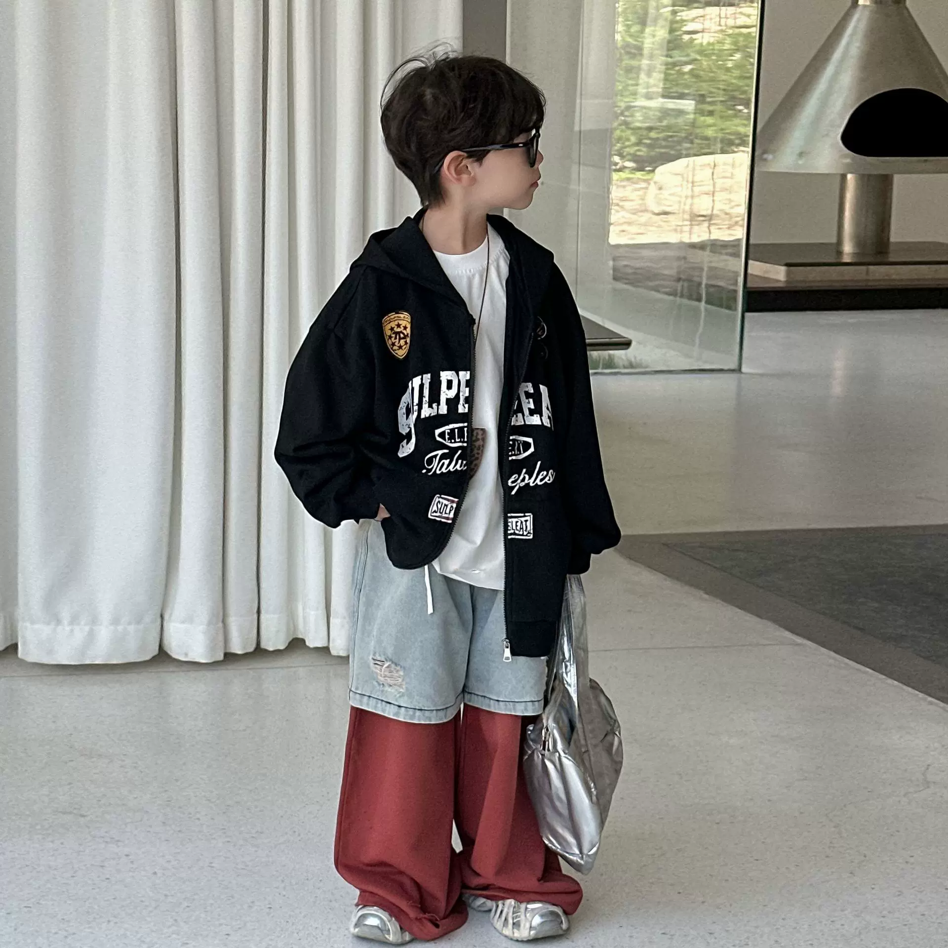 男童外套春秋款2025新款儿童秋季休闲连帽运动服男孩童装开衫上衣