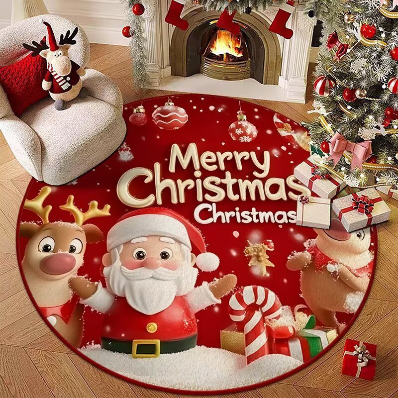 越境ECサイトtemuのクリスマスカーペット、家庭用丸型リビングルームクリスタルベルベットコーヒーテーブルマット、吸水性滑り止め寝室用カーペット|undefined