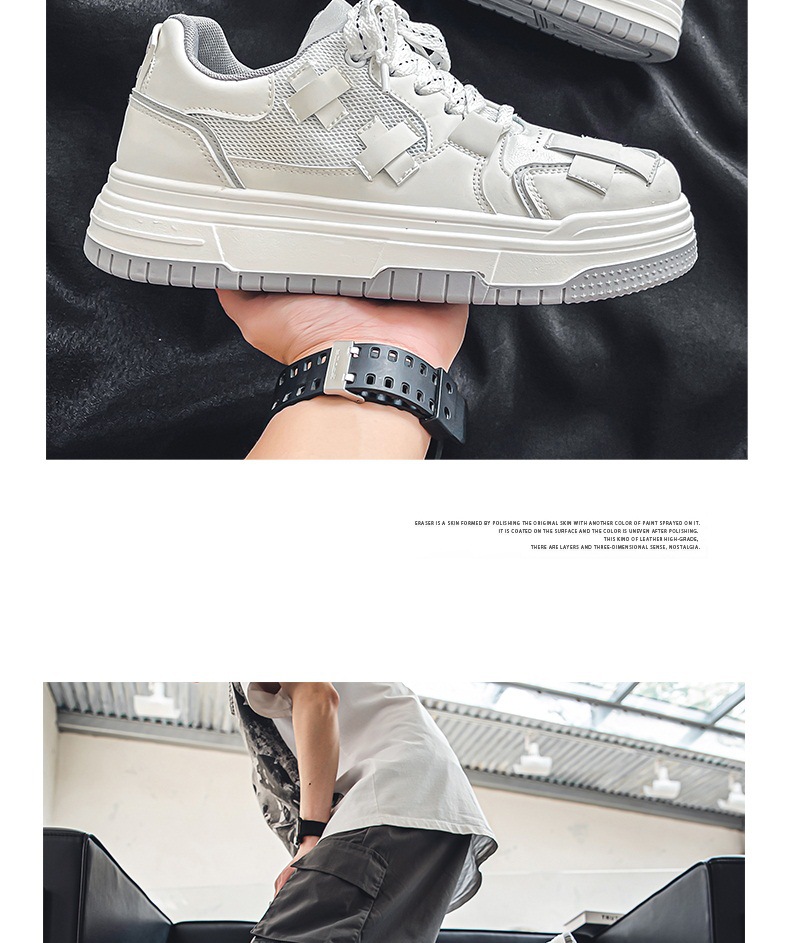 Men's Casual Sneakers White Platform Comfortable Trendy Shoes_voghion.com
