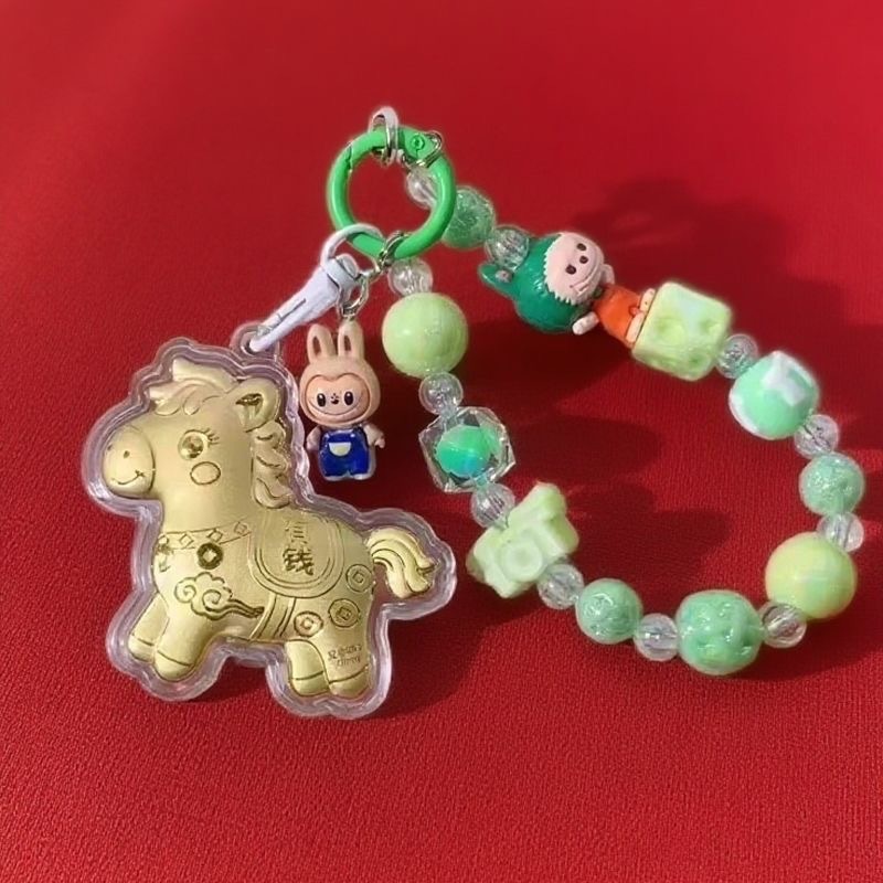水贝爆款足金999马上有钱卡通手机链挂件挂饰钥匙扣黄金包包挂饰|undefined