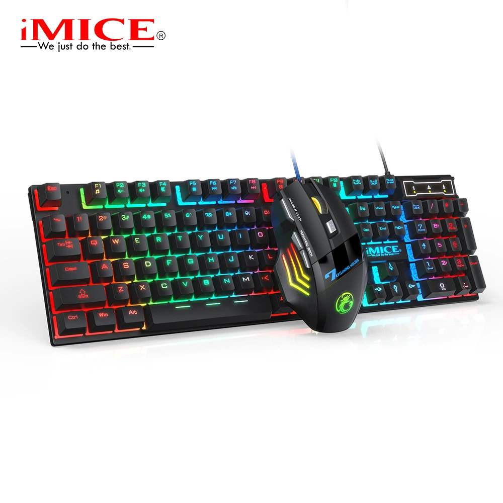 Заводская оптовая поставка IMICE кабельная игровая клавиатура подвесная клавиша Rainbow подсветка набор клавиатуры и мыши AN-300