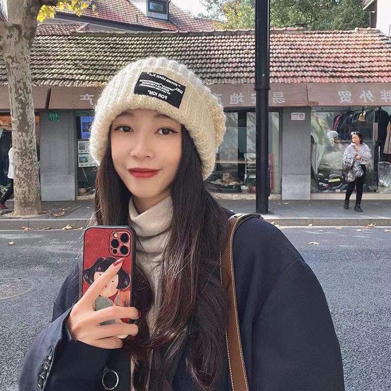 Autumn and Winter Warm Letter Versatile Knitted Ear Protection, Personalized Trendy Cold Hat, Unisex Stacking Hat_voghion.com