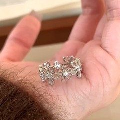 イタリア中古伸線軽豪華高級感ジュエリー925純銀伸線工芸鍛造面米粒指輪新商品