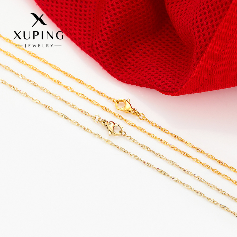 Joyas Xuping moda clásica simple cadena de acero inoxidable temperamento diario collar botón de langosta joyas al por mayor