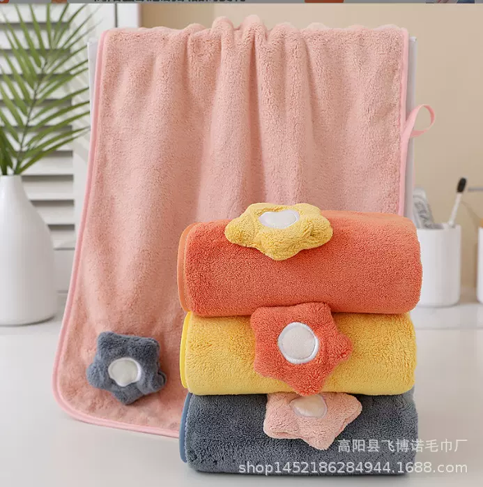 速干家用加厚浴巾太阳花珊瑚绒毛巾不掉毛洗澡干发帽浴巾三件套装