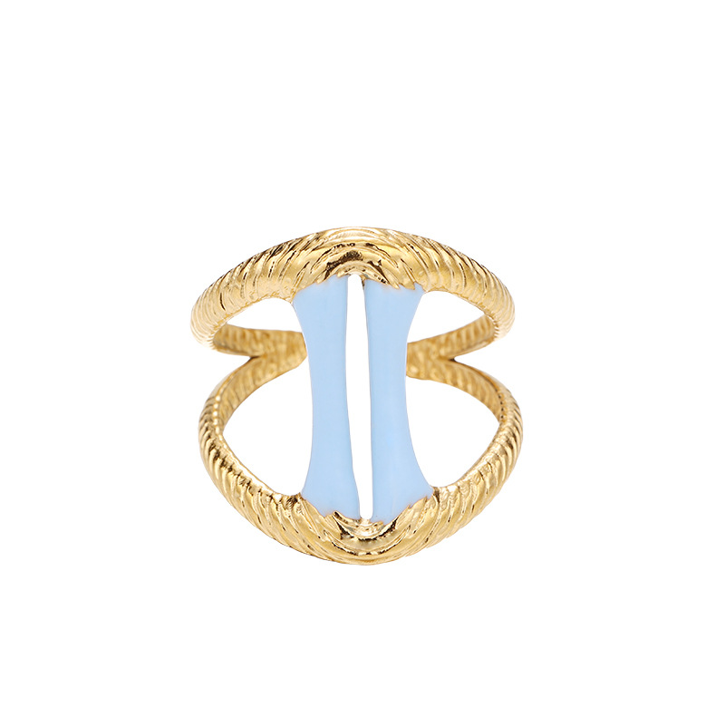 Tina Europa y los Estados Unidos moda transfronteriza dopamina color goteo de aceite anillo de acero inoxidable nicho ligero lujo simple joyería al por mayor