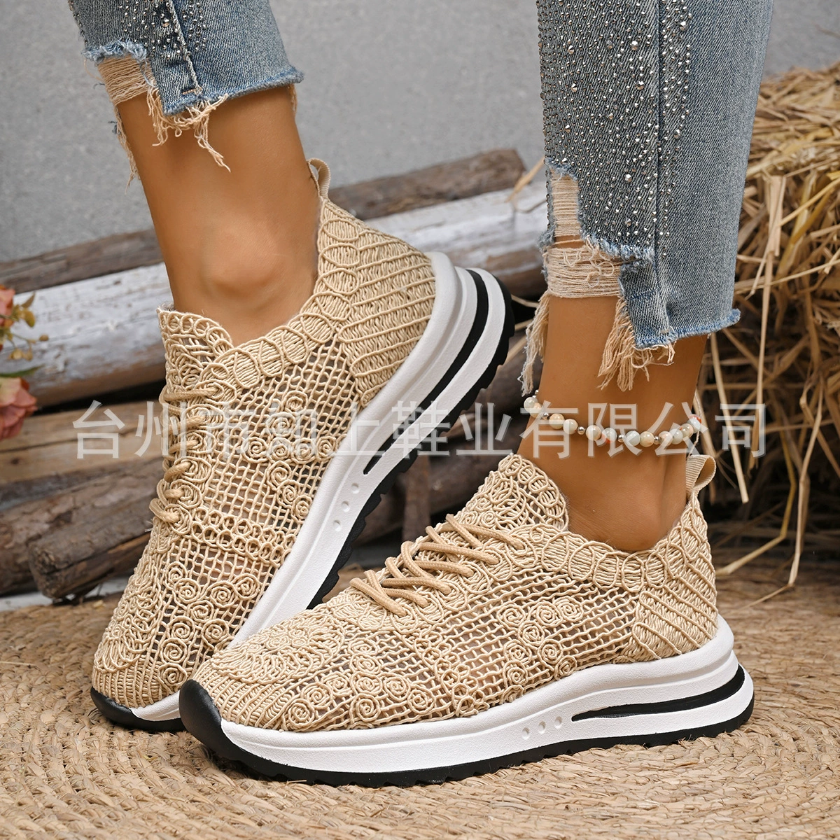 Европейские и американские экспортные женские спортивные и повседневные балетки больших размеров весна-осень 2025 года, круглый носок, на шнуровке, сетчатые, оптом