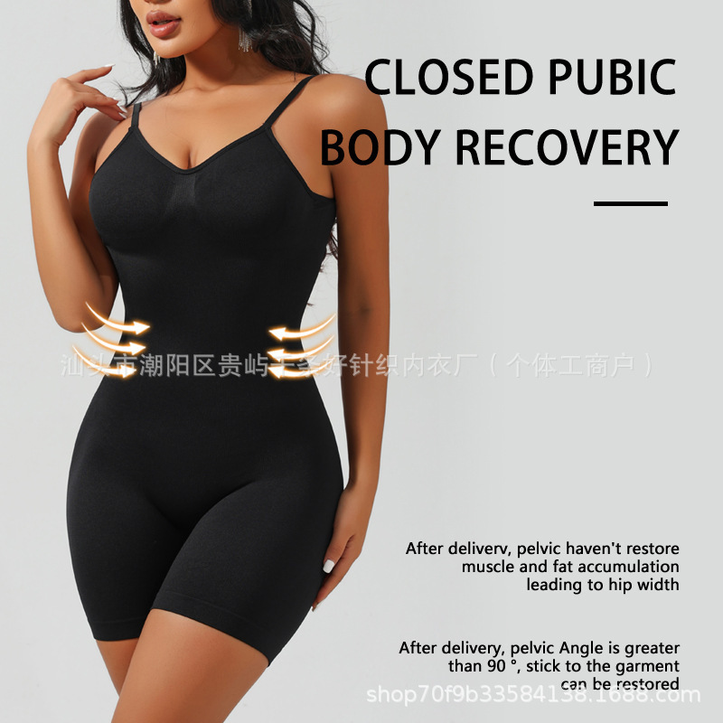 Cross-border European and American seamless yoga shapewear bodysuit for women, postpartum recovery, tummy control, arm lift, deep backless body shaper