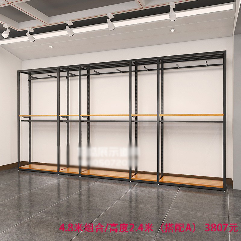 Tienda de ropa de alta gama soporte de exhibición estante de los hombres vitrina de piso negocio casual hombres tienda de ropa colgando estante