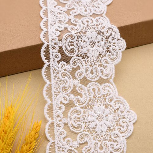Lolita classic mesh embroidery lace edge white beige sleeveless dress hem evening wear accessories 8cm wide