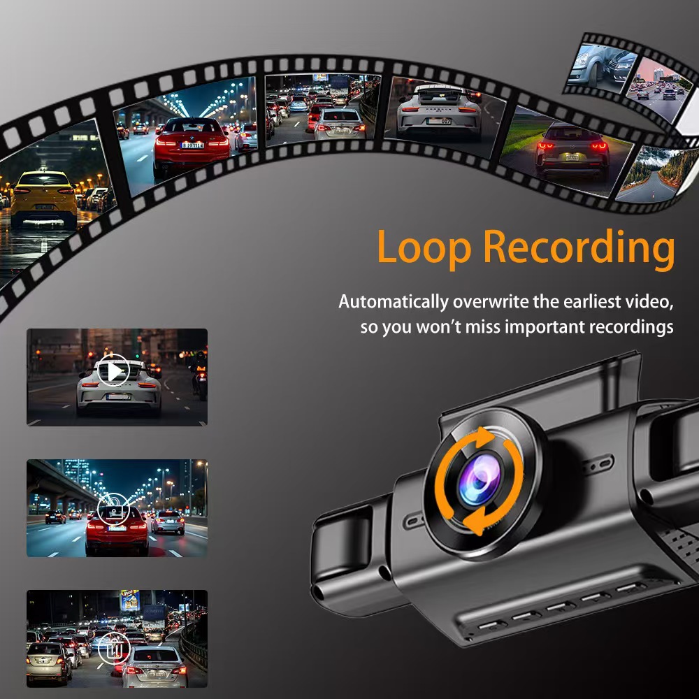 Cross-Border New 3inch Four-Channel Car Driving Recorder Wifi Connection High-Definition Night Vision Wide-Angle Car Dvr