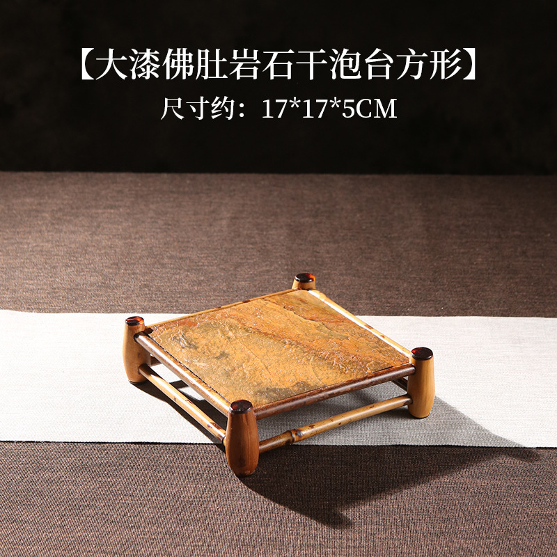 Hecho a mano gran pintura Yunfei roca oblicua pie burbuja seca bandeja de té Buda vientre cuadrado olla estante