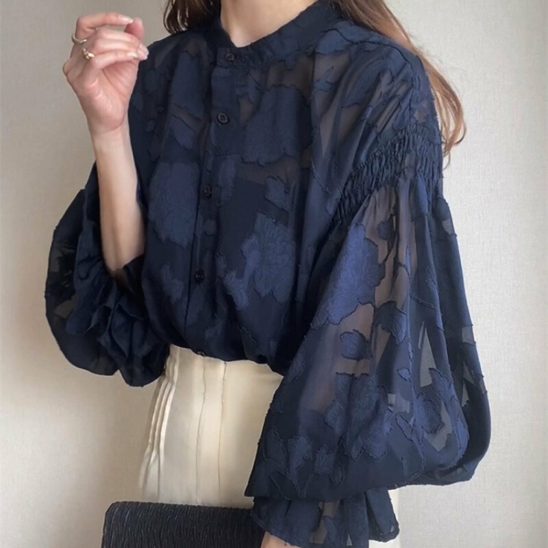 Foreign Trade Export Long-Sleeved Spring, Autumn and Winter Lace Chiffon Shirt Shirt Women's 2025 Spring and Autumn New Loose Top