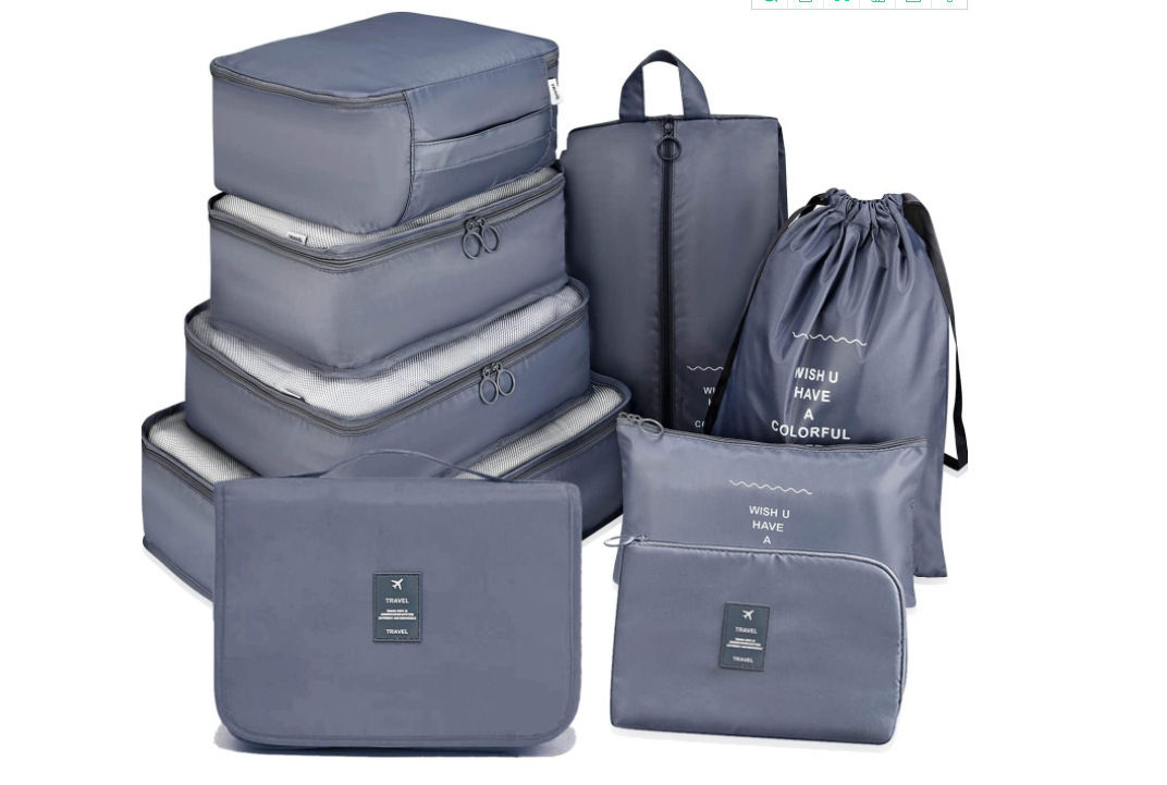 Sarga engrosada nueva bolsa de almacenamiento de viaje de nueve piezas equipaje de viaje ropa sub-paquete bolsa de almacenamiento conjunto de 9 piezas