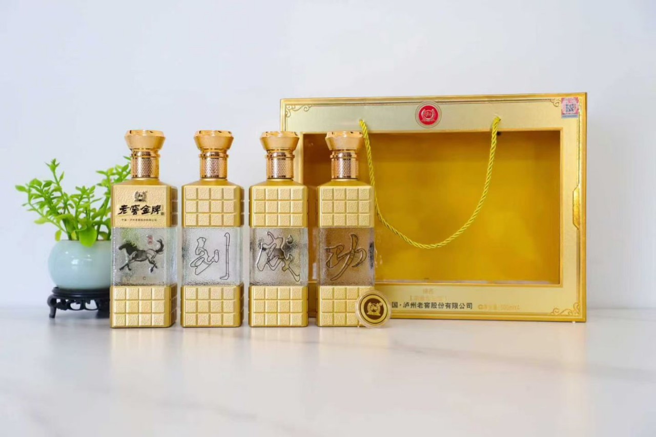 老窖金牌礼盒52度浓香型马到成功白酒500ml*4瓶宴请送礼泸州代发