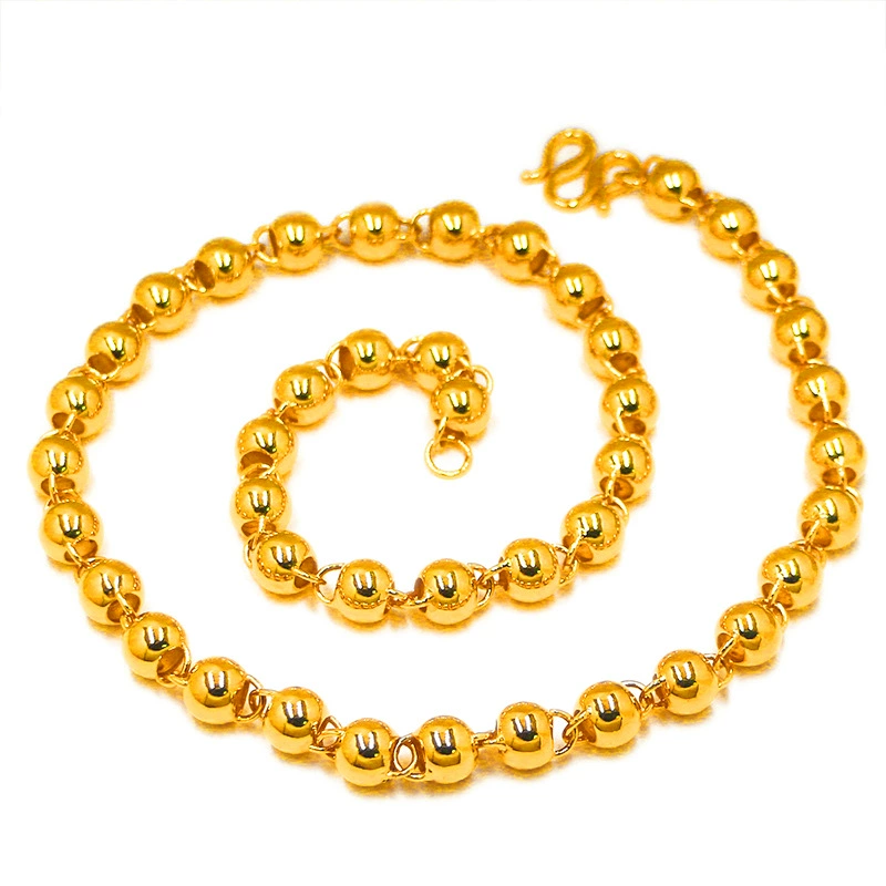 Большое разрезное Buddhist бус necklace крупного размера высокая гальваника имитация вьетнамский песок золото пустые бусины круглые бусины и медь золотистого цвета - мужские ювелирные изделия