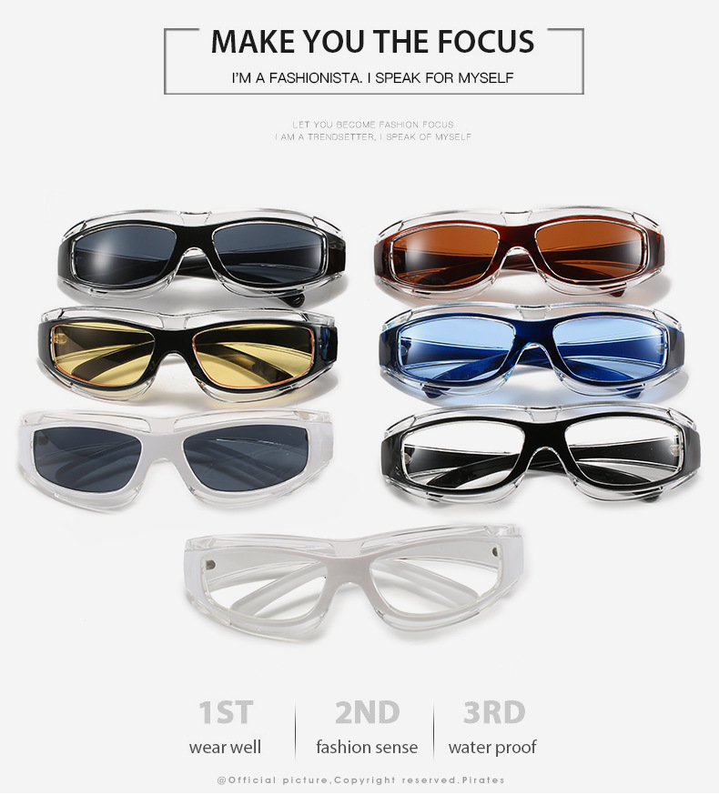 Full Frame Glasses Structure Fashion Geometric Ac UV400 Protection Biker Full Frame Men's Sunglasses