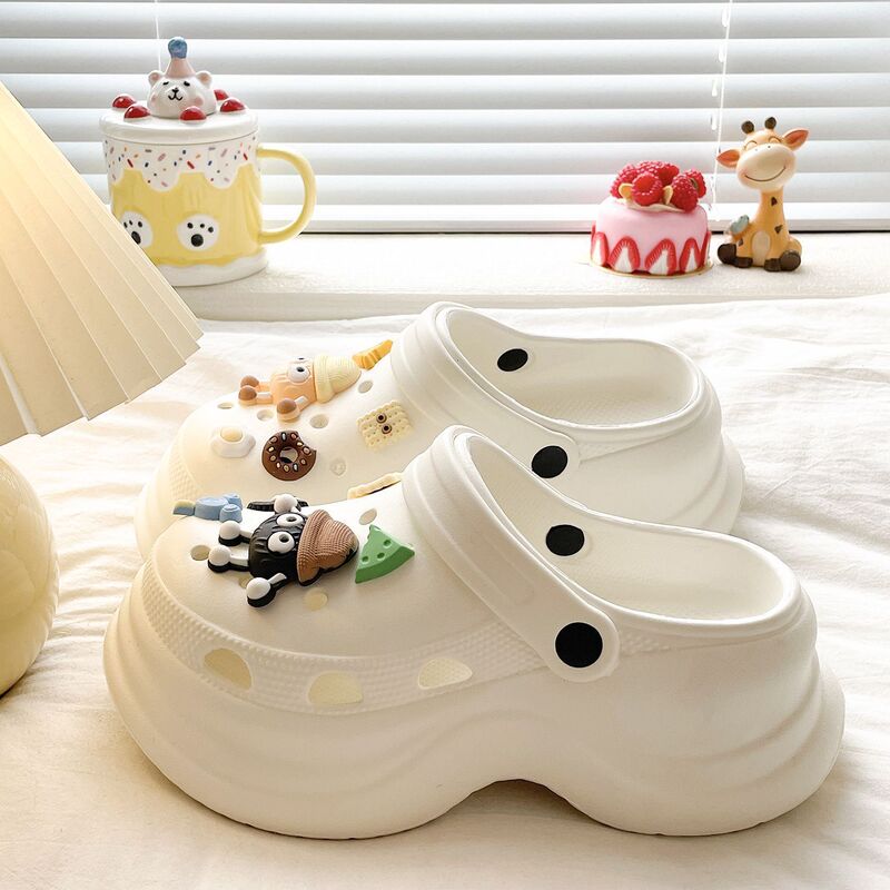 【Casual Vacation Outfits】2026 Summer Cute Cartoon Coal Ball Thick-Soled Outdoor Beach Eva Clog Shoes