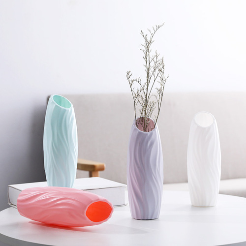 Wholesale plastic vases, home dried flowers, flower utensils, table, living room decorations, round mouth flower vases