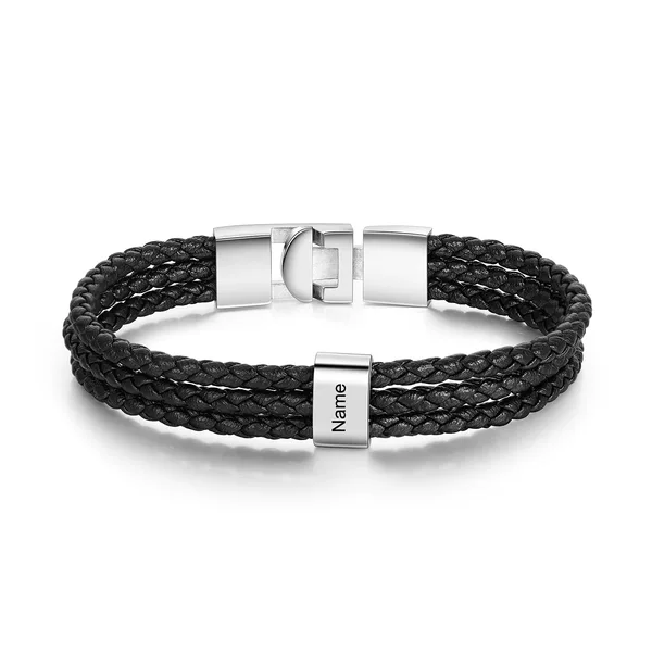 Three layers of black engraving + 1 section steel buckle
