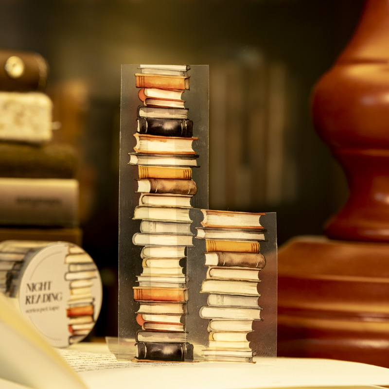 Ketchup Girl PET paisaje sin cinta de cinta de lectura nocturna serie de libros retro cuentas de mano material cinta adesiva decoración