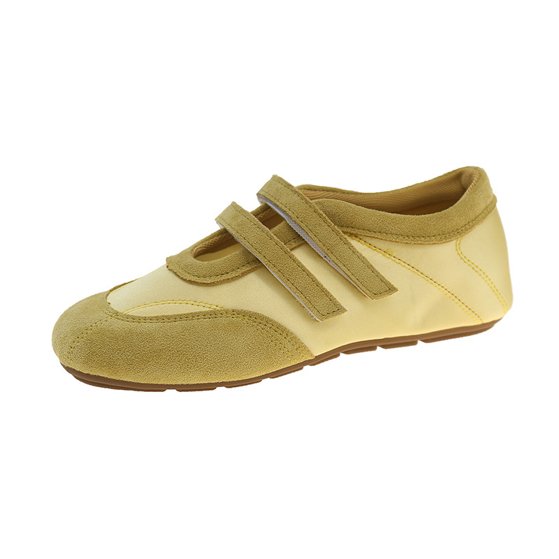 Velcro retro punta redonda boca baja zapatos individuales mujer 2025 nuevos zapatos de entrenamiento alemán con falda de fondo plano Doudou abuela marea
