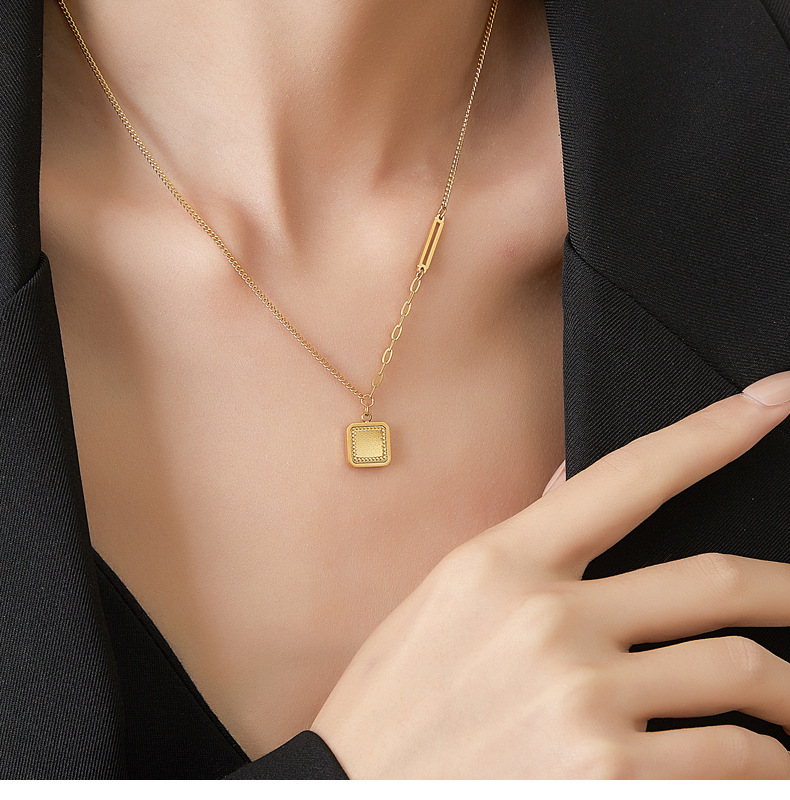 1 Piece Fashion Solid Color Titanium Steel Plating Pendant Necklace_colorza_2