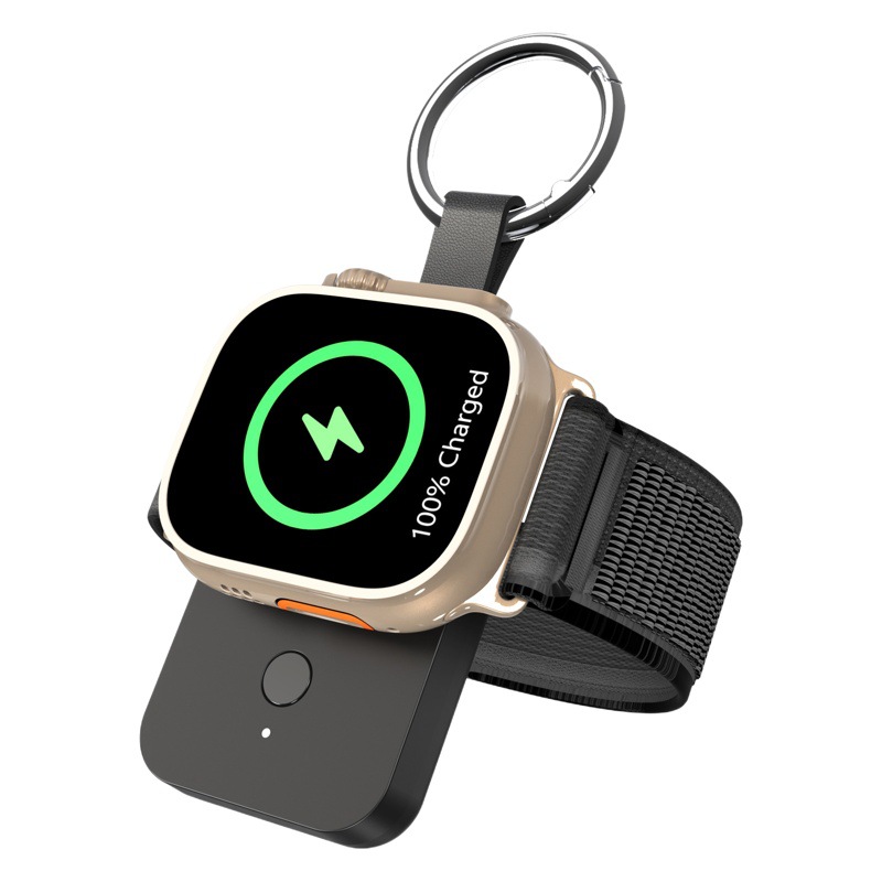 Cargador magnético portátil V9 de 1000mA con llavero, compatible con Apple Watch 8 y otras generaciones.