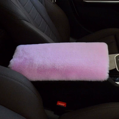 Plush Central Armrest Box Cover Car Armrest box - light-purple-rectangular