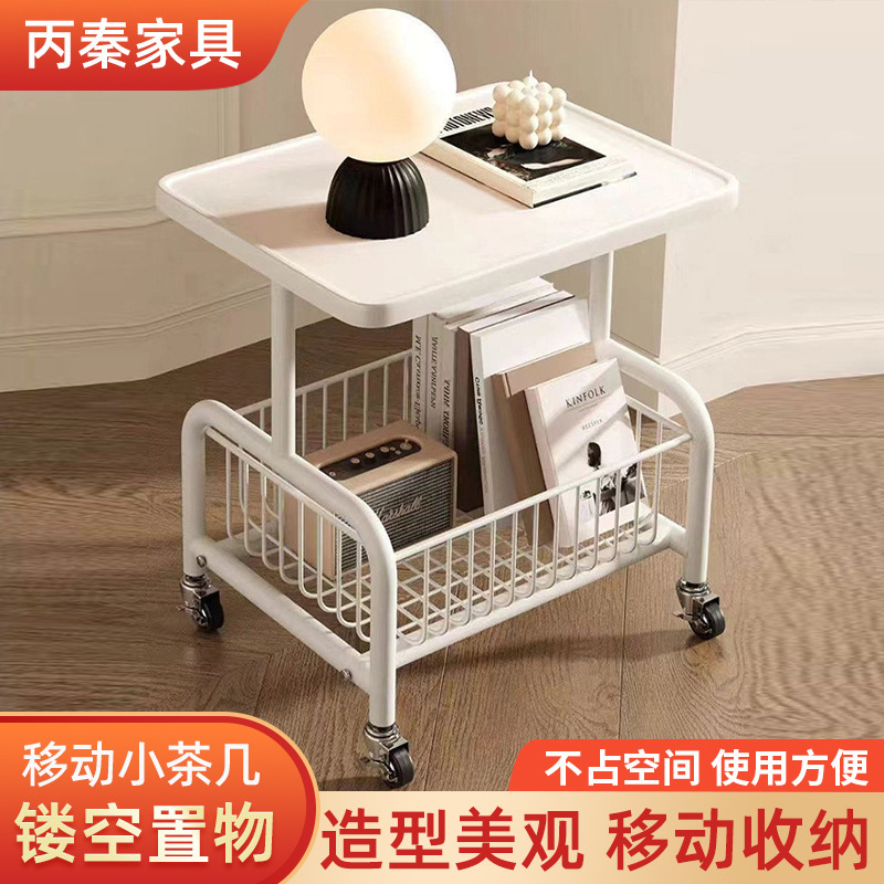 Living Room Movable Small Coffee Table with Wheels Small Table Wholesale Storage Rack Home Side Table Antique Style Simple Tea Table