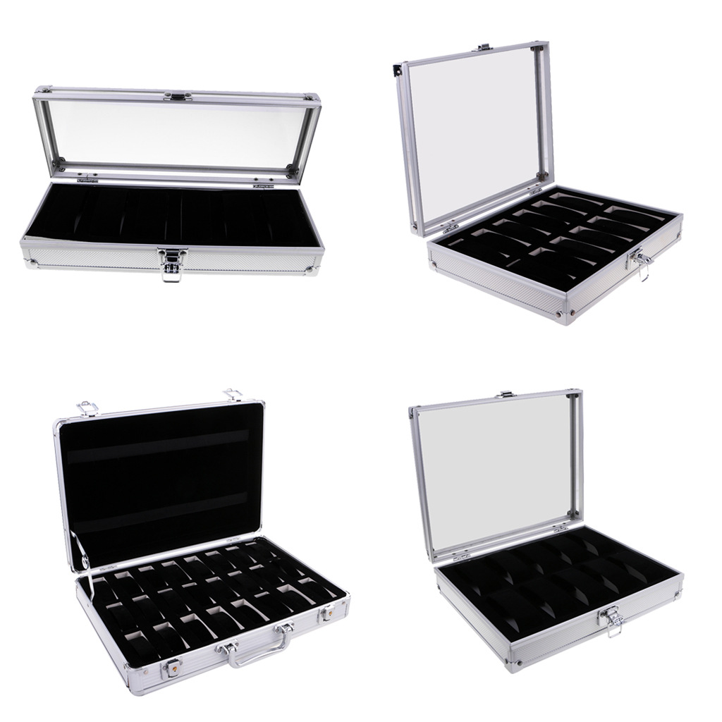 Aluminum 12-grid slot watch display storage box storage box aluminum watch box 6-grid 10-grid 12-grid aluminum watch box